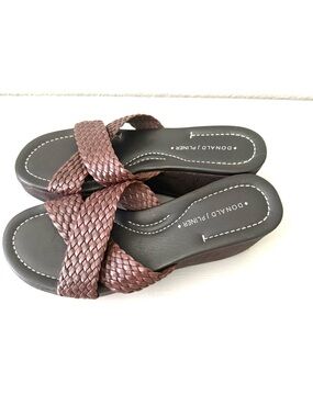 Donald J. Pliner Brown Braided Slide Sandals